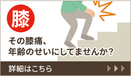 膝 その膝痛、年齢のせいにしてませんか？ 詳細はこちら